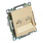 Розетка компьютерная 2-местная RJ-45 (механизм) STEKKER GLS00-7109-08, серия Катрин, золото 50009