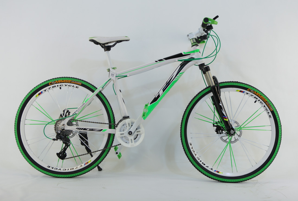Велосипед 26" Т7 27скор (алюминиевая рама, диск. тормоз) Бело-зеленый (T7-15)