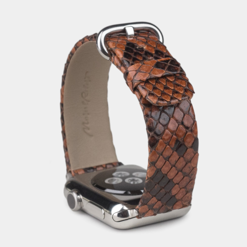 Ремешок для Apple Watch 40/41/42 mm из кожи питона, цвета коньяк