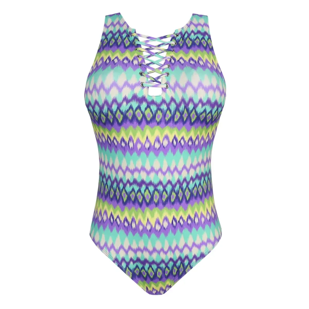 PRIMADONNA Купальник с лентой на горловине и элегантным вырезом на спине, синий