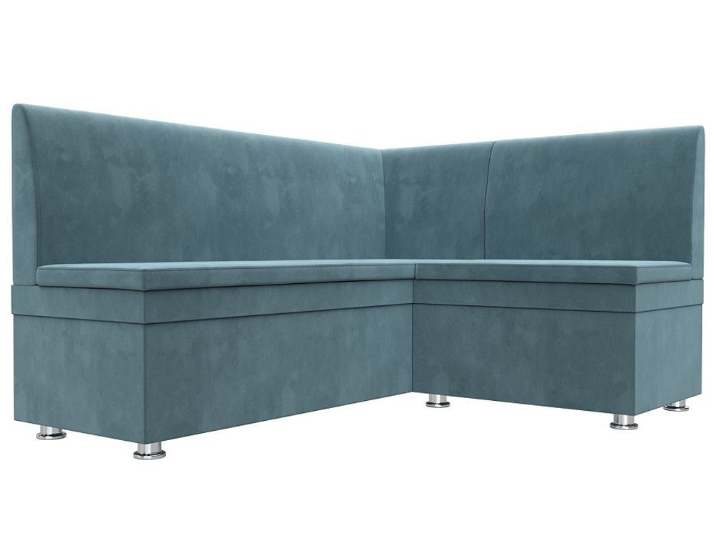 Диван кухонный угловой Уют правый угол, Бирюзовый, Велюр, 109625
