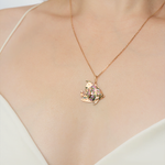 Подвеска «Коралловая рыбка» из красного золота с аметистами, хромдиопсидами и эмалью