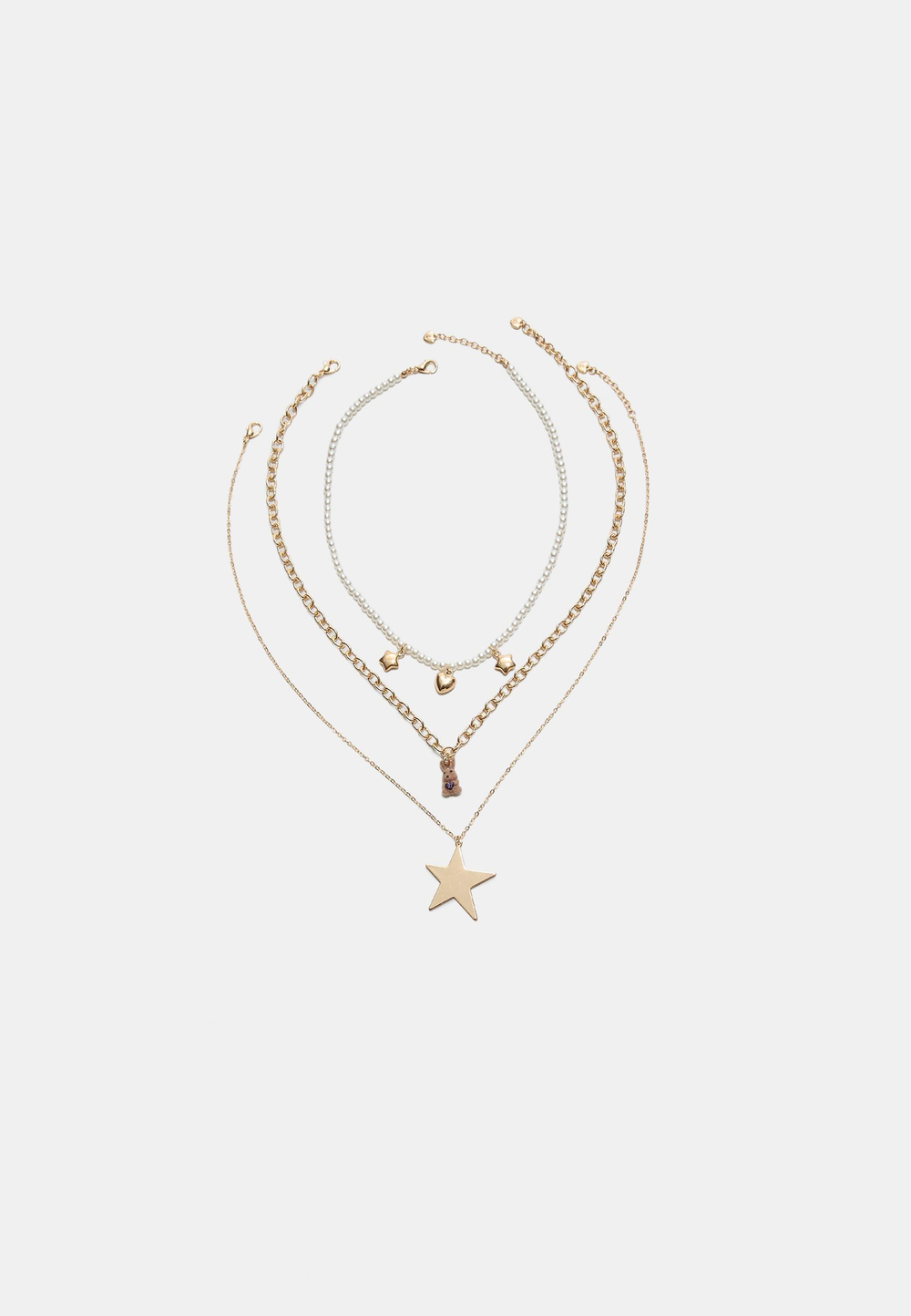 STRADIVARIUS Набор из 3 ожерелий, золотой