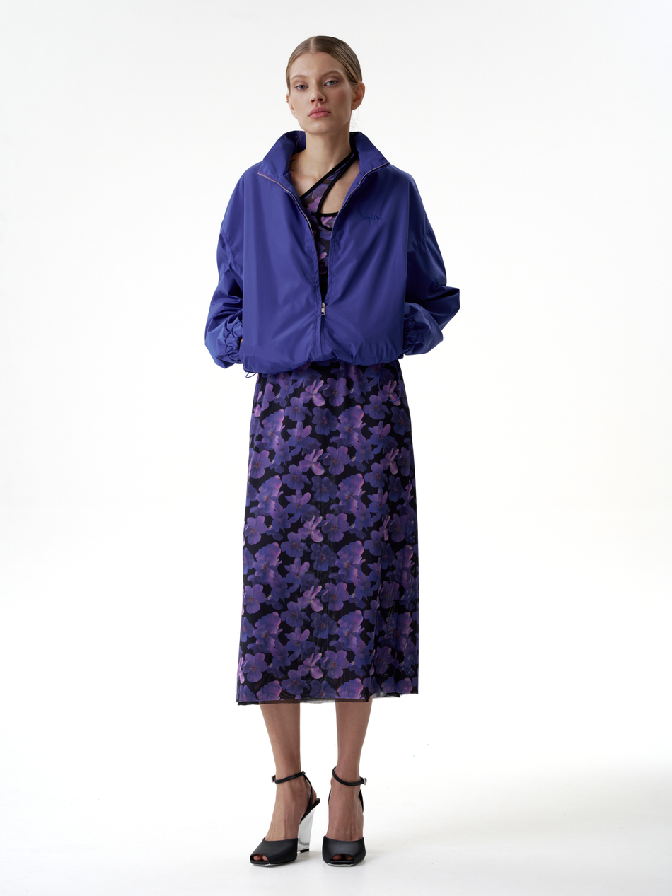 Бомбер из нейлона фиолетовый