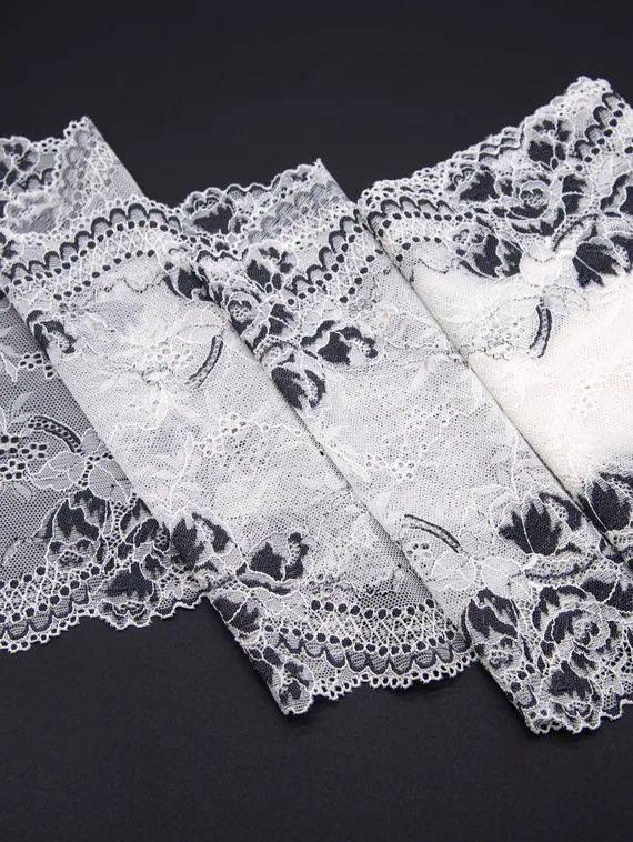 03-210 ОПТ Кружево эластичное 22 см, айвори/черный
