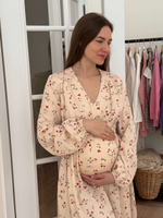 Платье Флора для беременных и кормящих мам (кремовый с цветами)