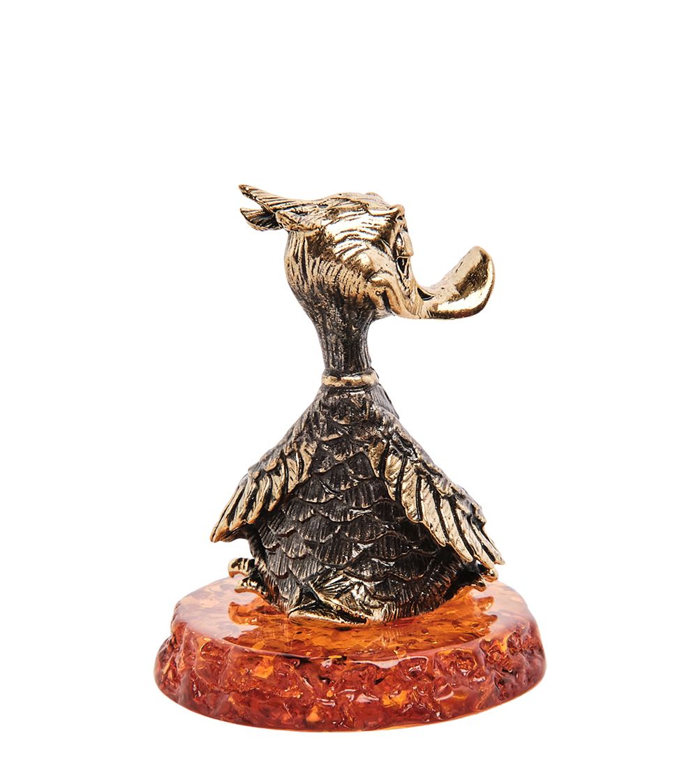 AM-3183 Фигурка «Утенок Аум» (латунь, янтарь)