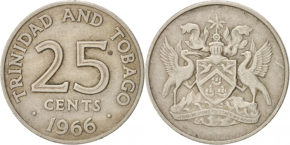 Тринидад и Тобаго 25 центов, 1966 - 1972 Герб XF