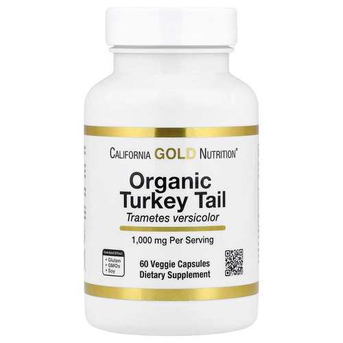 California Gold Nutrition, органический гриб трутовик разноцветный, 60 растительных капсул (0,5 г в 1 капсуле)