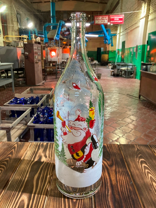 Четверть 3л. прозрачное стекло, Дед Мороз №4