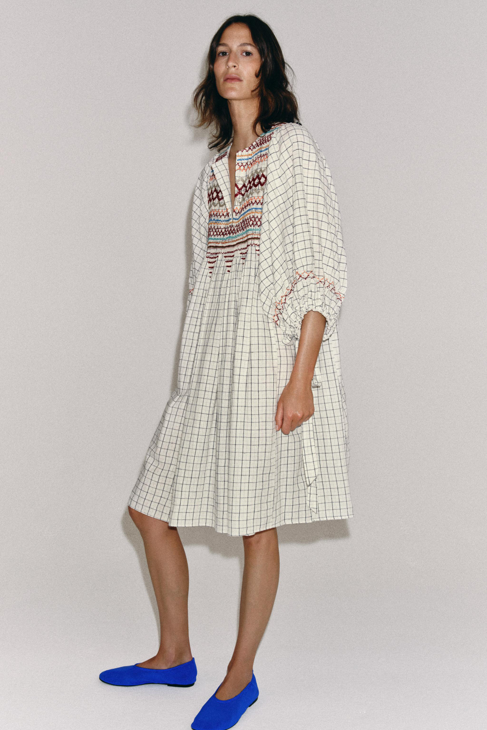ZARA ПЛАТЬЕ МИДИ ИЗ СМЕСОВОГО ЛЬНА — ZW COLLECTION, РАЗНОЦВЕТНЫЙ