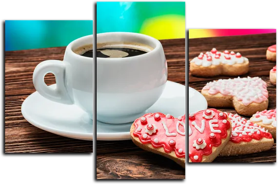 Модульная картина " Любовь как чашка горячего кофе "