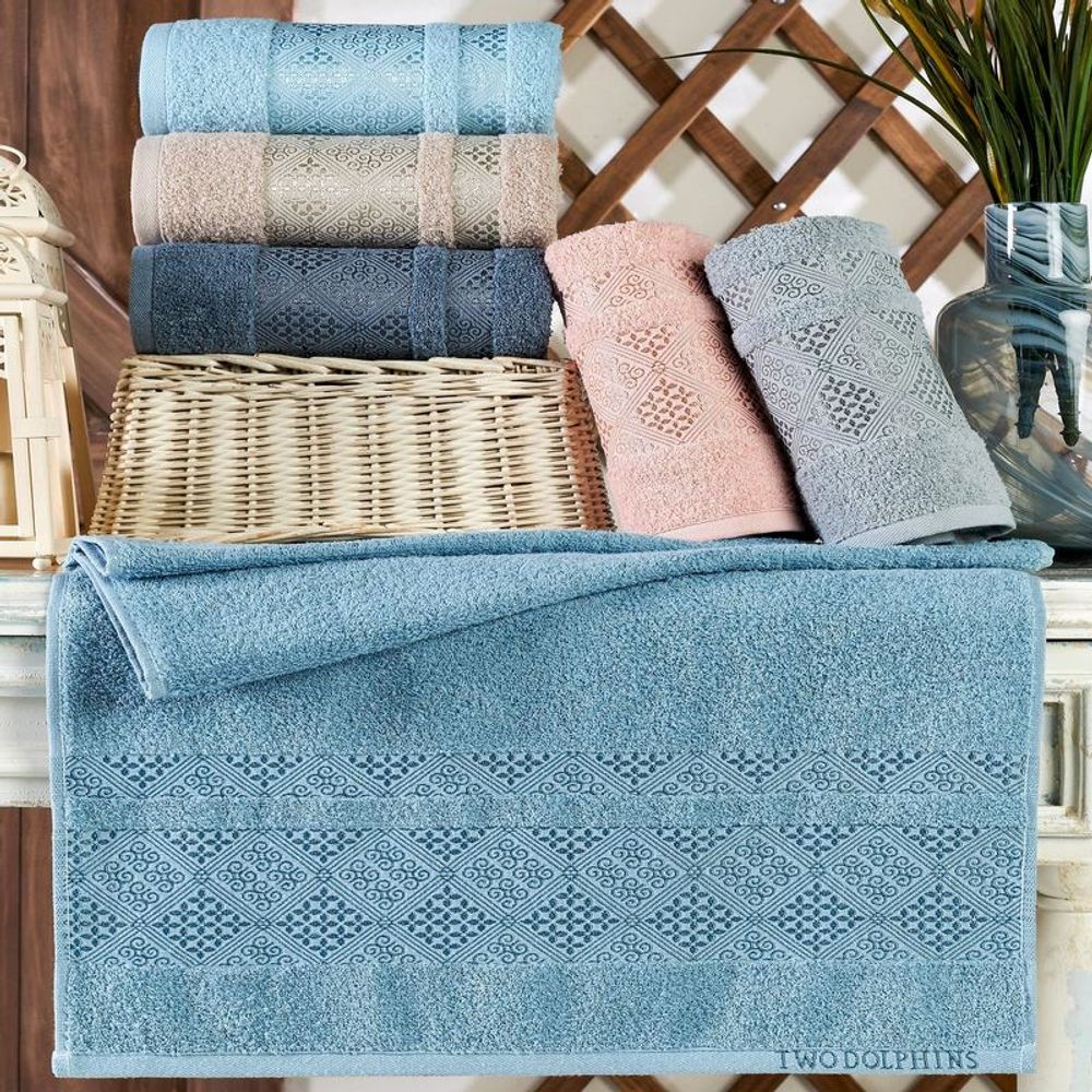 Полотенце махровое "АВТ. DESTAN" TWO DOLPHINS, 100% хлопок, Турция.