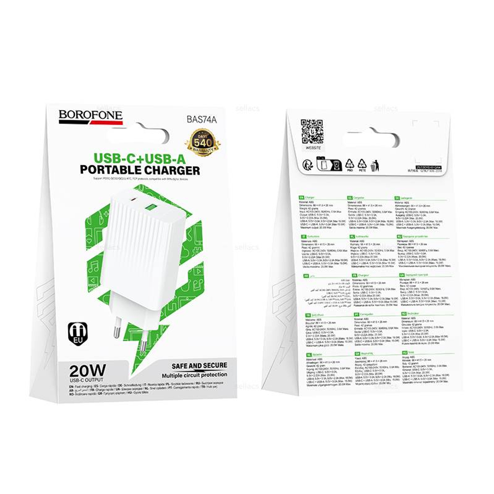 Зарядное устройство Borofone PD20W+QC3.0 BAS74A (white)
