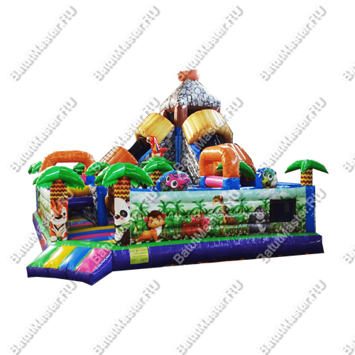 Надувной батут "В гостях у зебры" 7x7x6 м, с окошками на бортах