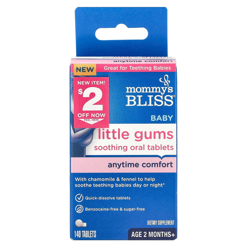Mommy's Bliss, Успокаивающие таблетки для полости рта Baby Little Gums, для детей от 2 месяцев, 140 таблеток