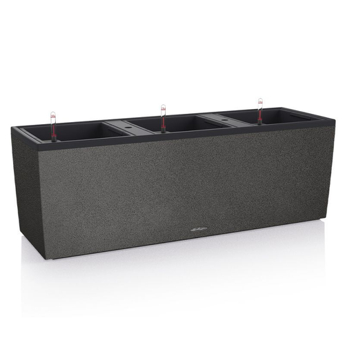 Кашпо Lechuza "Trio Stone Complete graphite black" (пластик), 130x42xH44 см