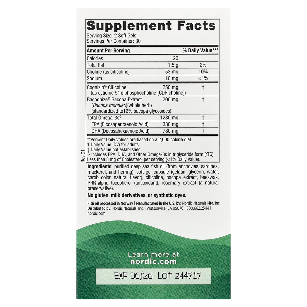 Nordic Naturals, Omega Focus, 1280 мг, 60 капсул (640 мг в 1 капсуле)