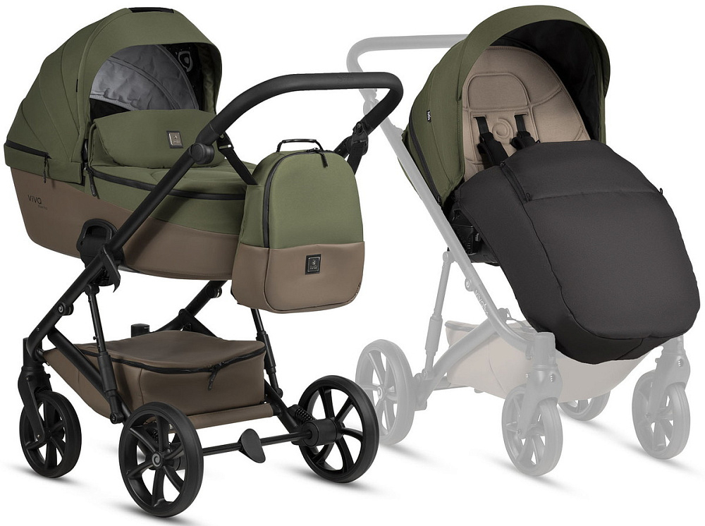 Детская коляска Tutis Viva 6 Plus Essential 4 в 1 с автокреслом Beno Beige и базой 1612050 Pine