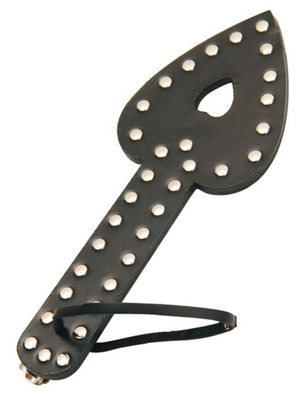 Шлепалка из натуральной кожи с заклепками "Сердце" (Цвет: черный)