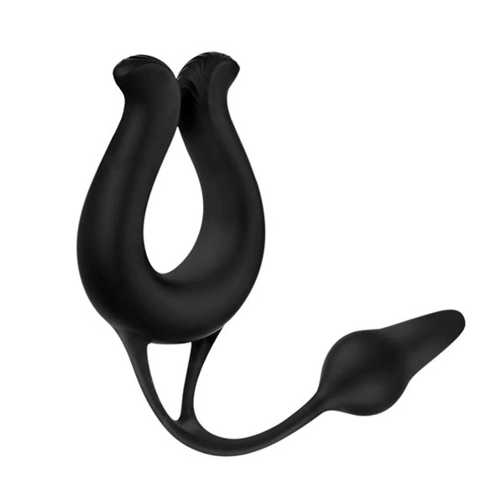 Черная вибронасадка с анальной втулкой Bior Toys Sex Expert SEM-55240