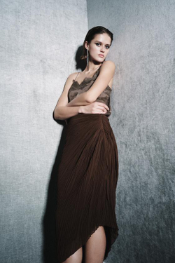 ZARA ЮБКА МИДИ ПЛИССЕ — ZW COLLECTION, КОРИЧНЕВЫЙ