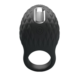 Черное эрекционное виброкольцо с рельефным дизайном