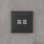 Компьютерная розетка RJ-45 без шторки в стену, кат.6 двойная экранированная, "Avanti", "Черный матовый"