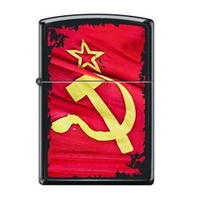 Зажигалка черная матовая Zippo Серп и Молот с покрытием Black Matte