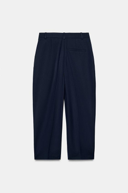 ZARA БРЮКИ С ПЕРЕКРЕСТНЫМ ПОЯСОМ, МОРСКОЙ СИНИЙ