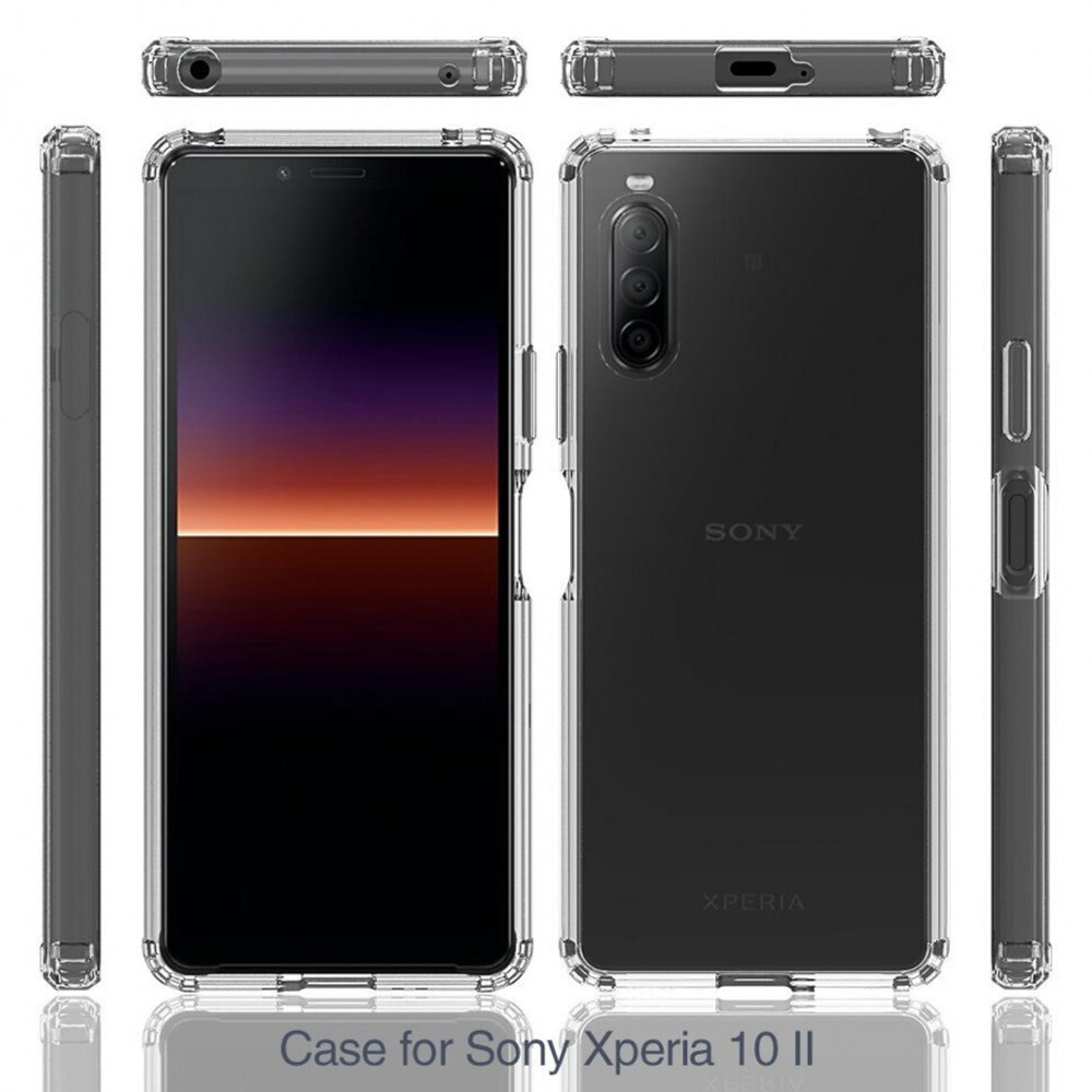 Чехол для Sony Xperia 10 III противоударный с прозрачной задней панелью