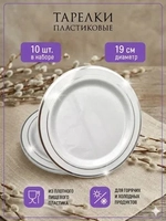 Набор одноразовых пластиковых тарелок с каймой "Серебро" 19 см 10 штук