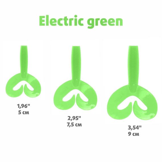 Твистер Helios Credo Double Tail 2,95&quot;/7,5 см Electric green 7шт. (HS-12-007)