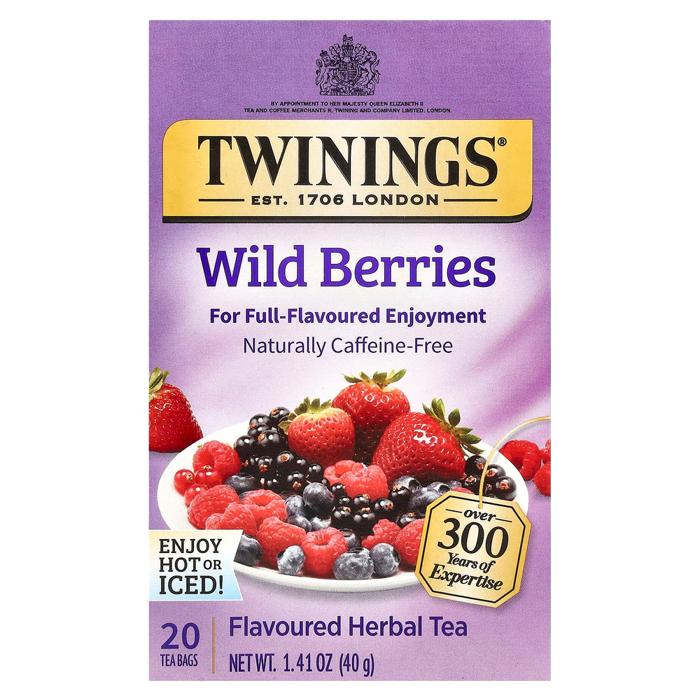 Twinings, Ароматизированный травяной чай, лесные ягоды, без кофеина, 20 чайных пакетиков, 40 г (1,41 унции)
