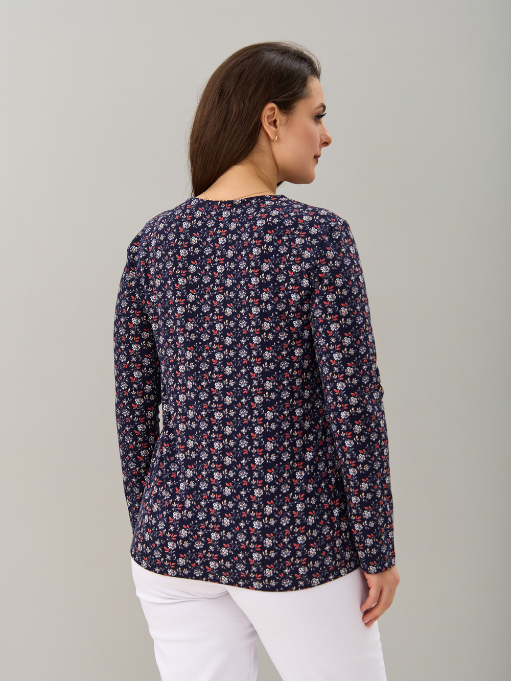 Лонгслив ЛНкл-081/синий-краснаяветочка