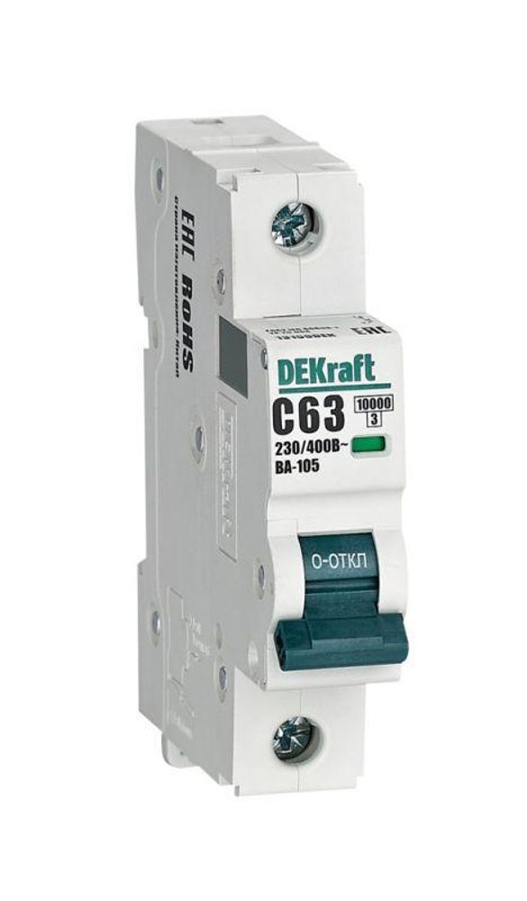 Выключатель автоматический модульный 1п C 63А 10кА ВА-105 DEKraft 13159DEK Выключатель автоматический модульный 1п C 63А 10кА ВА-105 DEKraft 13159DEK