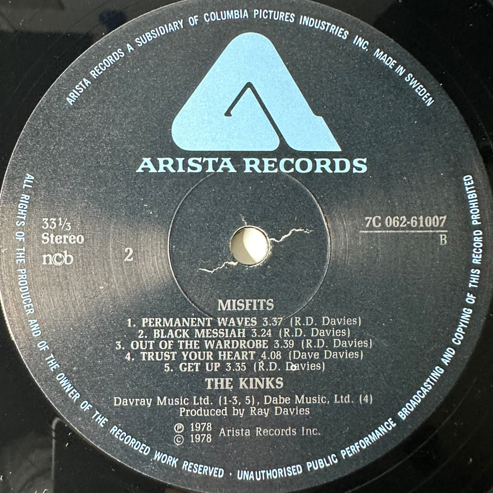 The Kinks ‎– Misfits (Швеция 1978г.)