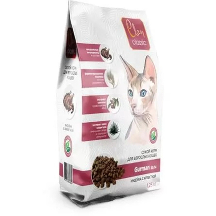 Сухой корм CLAN Classic Gurman для привередливых кошек с индейкой и креветками - 1,25 кг