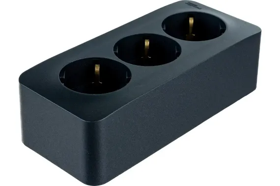 Розетка Systeme Electric BLANCA с заземлением тройная накладная антрацит 30887