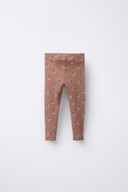 ZARA ЛЕГИНСЫ В РУБЧИК С ПРИНТОМ, КОРИЧНЕВЫЙ