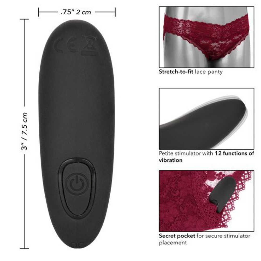 Кружевные трусики с клиторальным вибратором Remote Control Panty Set S/M