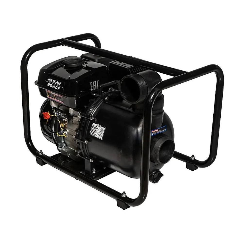 Lifan 80WGF мотопомпа бензиновая 6.5 л.с, 1000 л/мин, диаметр 80 мм, 00-00004502