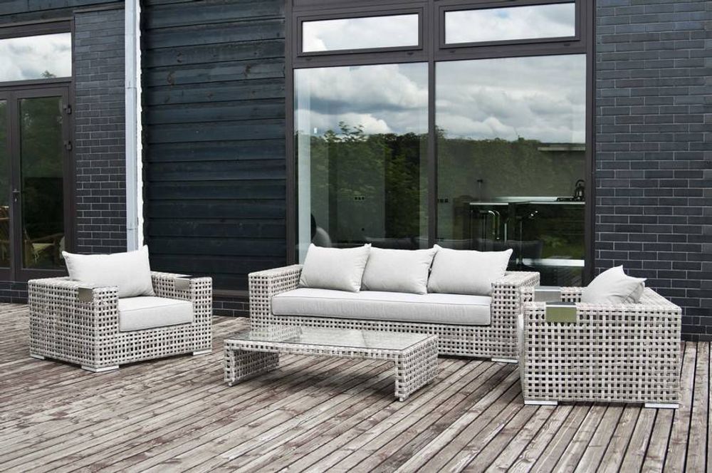 "Тито" лаунж-зона из искусственного ротанга, цвет серый