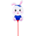 Шар Фольгированный Заяц в синем на палочке (Голубой)