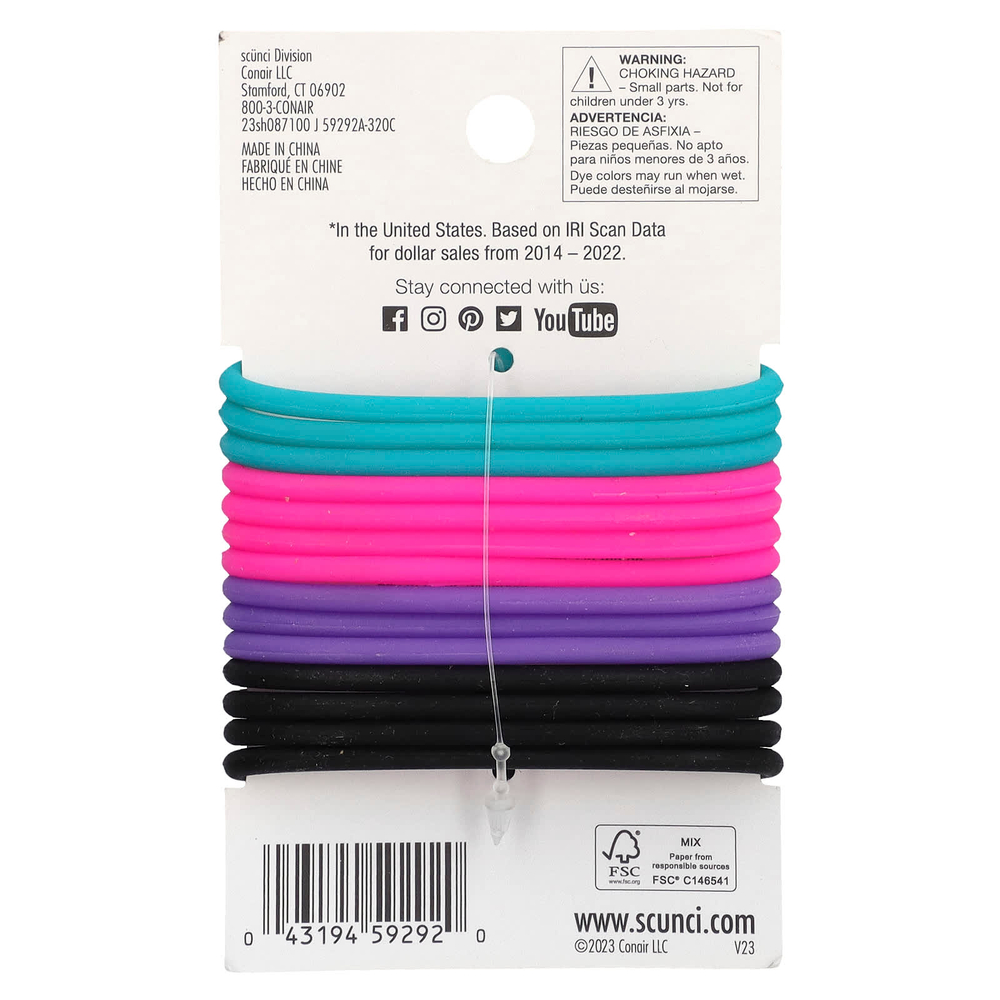 Scunci, нескользящие резинки, разные цвета, 14 шт.