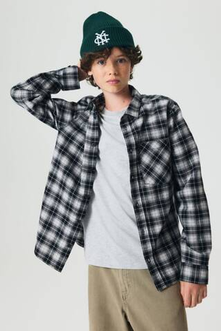 H&M Рубашка из хлопковой фланели, черный