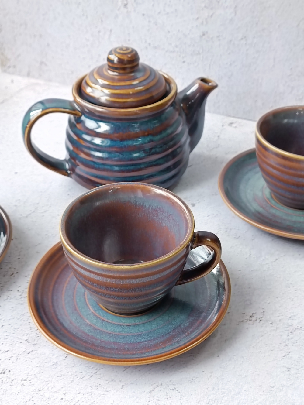 Чайная пара 200 мл, сине-коричневый «Corone Terra»