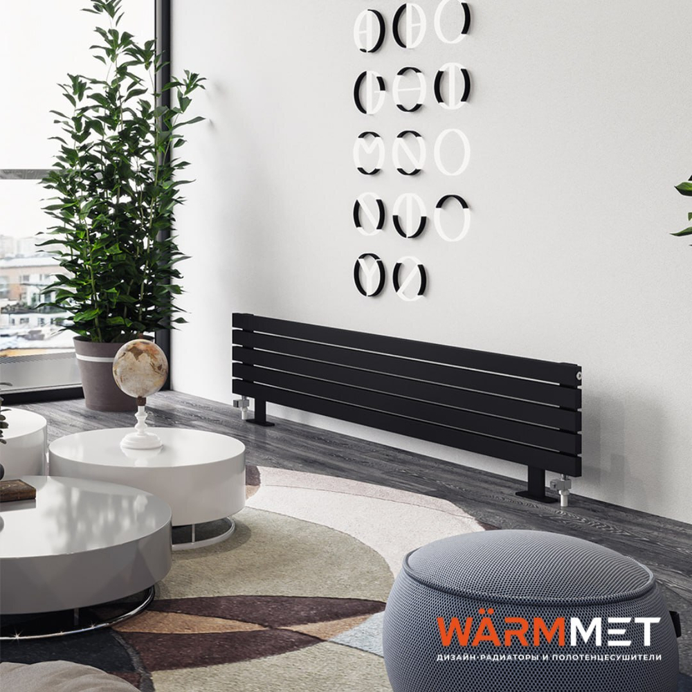 Радиатор WARMMET водяной напольный горизонтальный Flat 60 НN (W) ЧЕРНЫЙ RAL9005