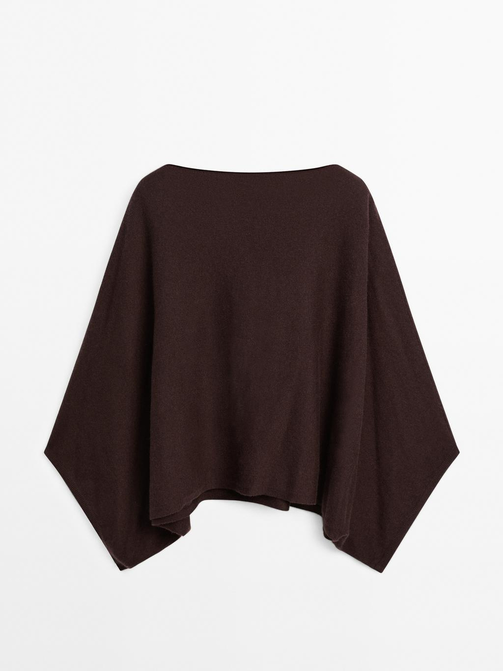 Massimo Dutti Короткая трикотажная накидка из 100% кашемира, коричневый