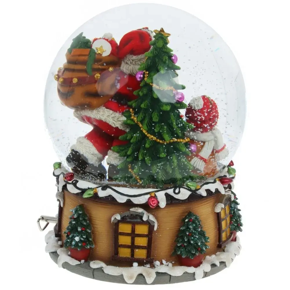 Фигурка декор в стекл шаре "Санта" (муз с ключ), D 15 см, L15 W15 H19 см